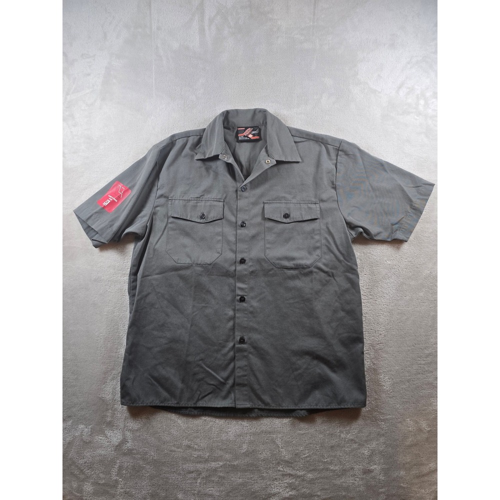 Burton Snowboards Shirt Mens XS Grey Short Sleeve Learn to Ride Center Button Up